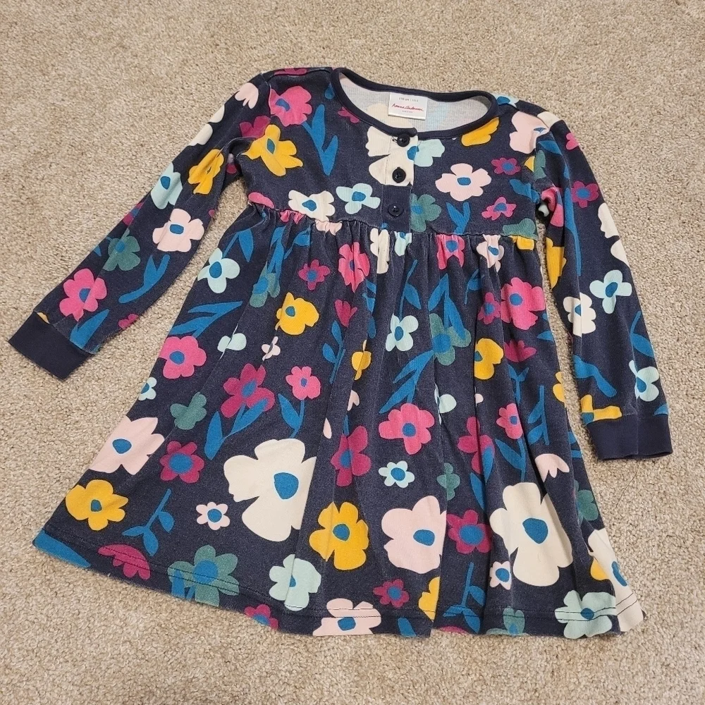 Hanna Andersson Kids Floral Colorful Long Sleeve Dress Size 5